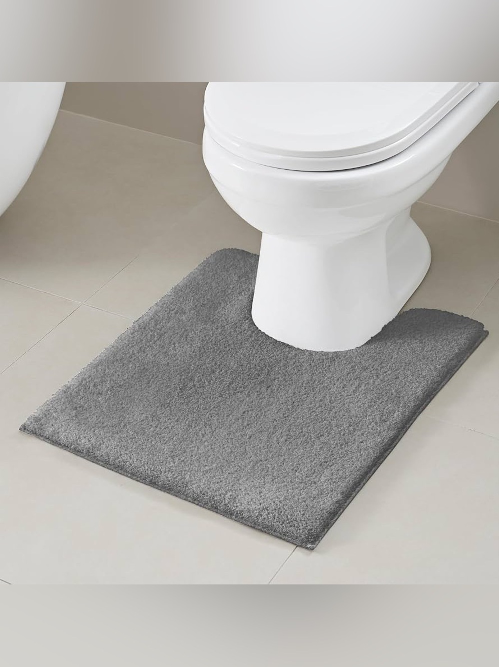 Madison Park Marshmallow Super Soft Toilet Rug, Contour, Grey